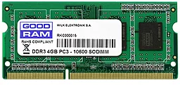 Оперативна пам'ять для ноутбука GooDRam SODIMM DDR3 4GB (GR1333S364L9S/4G)