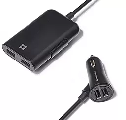 Автомобильное зарядное устройство ColorWay 2USBх1.2A+2USBx1.2A + cable Black (CW-CHA005-BK) - миниатюра 2