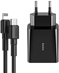 Сетевое зарядное устройство Baseus Speed Mini 18W + USB-C -> Lightning Cable 3A Black (TZCCFS-F01)