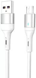 Кабель USB SkyDolphin S06V LED Smart Power 3A micro USB Cable White (USB-000558)