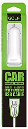 Автомобильное зарядное устройство GOLF GF-C1 Car charger + Micro cable White - миниатюра 3