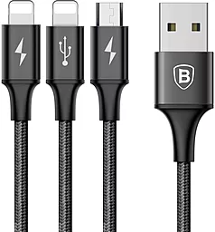 Кабель USB Baseus Rapid Series 3A 1.2M 3-in-1 USB to micro USB/2xLightning Cable Black (CAMLL-SU01)