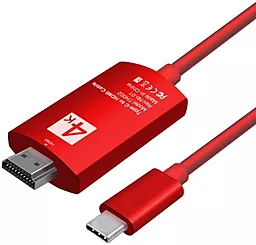 Відеокабель ExtraDigital USB Type-C - HDMI Cable 2M 4K 30HZ Red (KBH1751)