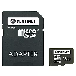 Карта памяти Platinet microSDHC 16GB Class 10 + SD-адаптер (PMMSD1610)