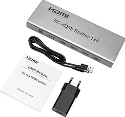 Видео сплиттер PowerPlant HDMI 1x4 v2.1 8k 60hz gray (CA914203) - миниатюра 5