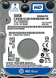 Жесткий диск для ноутбука Western Digital Blue 500 GB 2.5 (WD5000LPCX)