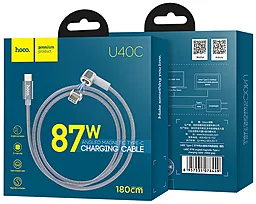 Кабель USB Hoco U40C Angled Magnetic Charged 87w 5a 1.8m USB Type-C cable  gray - миниатюра 5