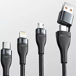 Кабель USB PD Baseus Flash 100w 5a 6-in-1 USB-C+A to Type-C/Lightning/micro USB cable black (CA2T3-G1) - миниатюра 4