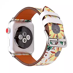 Сменный ремешок для умных часов Leather Series Flower Pattern — Apple Watch 38 mm | 40 mm | 41 mm Fresh Leaves
