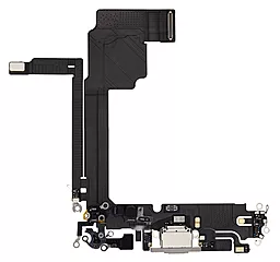 Нижний шлейф Apple iPhone 15 Pro Max c разъемом зарядки, с микрофоном Original - снят с телефона White Titanium