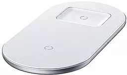 Беспроводное (индукционное) зарядное устройство быстрой QI зарядки Baseus Simple 2in1 Wireless Charger 18W Max For iPhone + AirPods White (WXJK-02) - миниатюра 2
