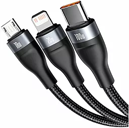 Кабель USB PD Baseus Flash 100w 5a 6-in-1 USB-C+A to Type-C/Lightning/micro USB cable black (CA2T3-G1) - миниатюра 3
