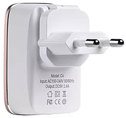 Сетевое зарядное устройство Hoco C4 Dual USB 3 in 1 White - миниатюра 2