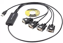 Кабель-переходник VE671 USB-A - 4хCOM 9+25pin 1.4м Black - миниатюра 3
