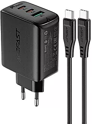 Сетевое зарядное устройство AceFast A13 65W QC/PD 2xUSB-C-A Ports + USB - C - C Cable Black