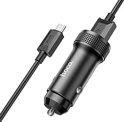 Автомобильное зарядное устройство Hoco Z49 12W 2.4A 2xUSB-A + micro USB Cable Black - миниатюра 3