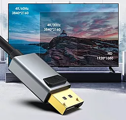 Видео переходник (адаптер) CABLETIME DisplayPort - HDMI v2.0 4k 60hz 0.2m gray (CP20A) - миниатюра 3