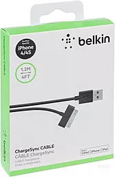 Кабель USB Belkin 30-pin ChargeSync Cable 1.2м Black (F8J043bt04-BLK) - миниатюра 2