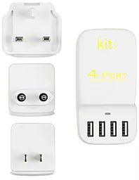 Сетевое зарядное устройство Kit 6.8 A Universal Quad USB Portable Travel Charger White (USBMC6INTWH) - миниатюра 3