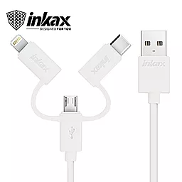 USB Кабель Inkax 3-in-1 USB Type-C/Lightning/micro USB Cable White (СK-36)