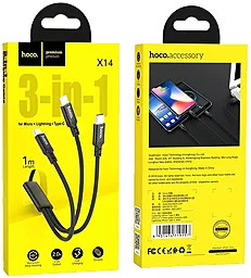 Кабель USB Hoco X14 Times Speed 3-in-1 USB Type-C/Lightning/micro USB Cable Black - миниатюра 3