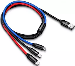 Кабель USB Baseus Three Primary Colors 18w 3.5a 3-in-1 USB to Type-C/Lightning/micro USB Cable black (CAMLT-BSY01) - миниатюра 2