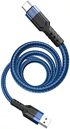 Кабель USB Hoco U110 2.4A 1.2M USB Type-C Cable Blue - миниатюра 3