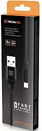 Кабель USB REAL-EL Premium Fabric 15W 3A 2M USB Type-C Cable Black (EL123500047) - миниатюра 6