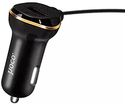 Автомобильное зарядное устройство Hoco Z14 1USB with Spring Lightning Cable (3.4A) Black - миниатюра 3