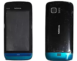 Корпус Nokia C5-03 Black с синей накладкой
