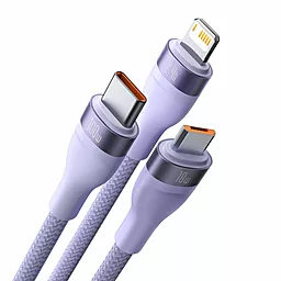Кабель USB Baseus Flash II 100w 5a 3-in-1 USB - Type-C/Lightning/micro USB cable Violet (CASS030005) - миниатюра 2