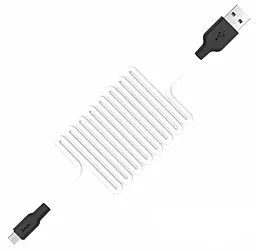 Кабель USB Hoco X21 Plus Silicone 2M micro USB Cable Black/White - миниатюра 3
