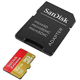 Карта пам'яті SanDisk microSDHC 32GB Extreme Class 10 UHS-I U3 + SD-адаптер (SDSQXNE-032G-GN6MA) - мініатюра 2