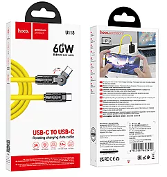 Кабель USB PD Hoco U118 Triumph 60w 3a 1.2m USB Type-C - Type-C cable yellow - миниатюра 5