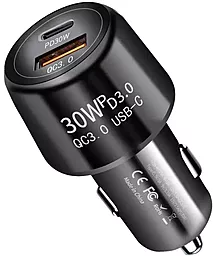 Автомобильное зарядное устройство XoKo 30w 3a PD USB-C/USB-A ports car charger black (CQC-220-BK)
