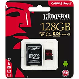Карта памяти Kingston microSDXC 128GB Canvas React Class 10 UHS-I U3 V30 A1 + SD-адаптер (SDCR/128GB) - миниатюра 2