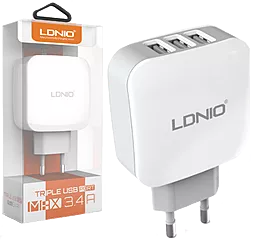 Сетевое зарядное устройство LDNio 3 USB Ports Home charger + Micro USB Cable White (DL-AC70 / DL-AC-70) - миниатюра 4