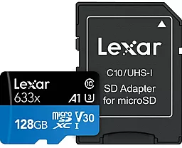 Карта памяти Lexar microSDXC 128GB 633x Class 10 UHS-I U3 V30 A1 + SD-адаптер (LSDMI128BB633A)