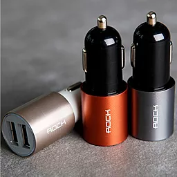 Автомобільний зарядний пристрій Rock Double USB Car Charger 2.1A Black / Bronze - мініатюра 5