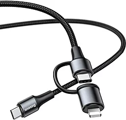 Кабель USB PD Baseus Twins 60W 3A/20W 2-in-1 USB Type-C - Type-C/Lightning Cable Black (CATLYW-H01) - миниатюра 2