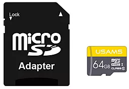 Карта памяти Usams MicroSD 64GB Class 10 US-ZB119 TF High Speed Card+Adapter (ZB119TF01)
