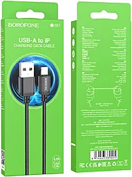 Кабель USB Borofone BX87 Sharp 2.4A Lightning Cable Black - миниатюра 6