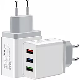 Мережевий зарядний пристрій XoKo 2.4a 3хUS-A ports charger white (WC-310-WH)