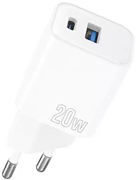 Мережевий зарядний пристрій Proove Silicone Power Plus 20W USB-C/USB-A ports white white (WCSP2011002)