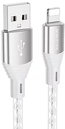 Кабель USB Borofone BX96 Ice Crystal Silicone 12w 2.4a lightning cable Gray