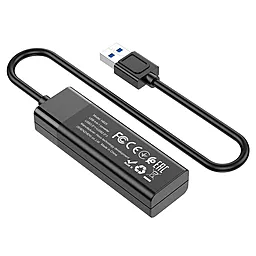 USB хаб Hoco HB25 Easy mix 4-in-1 Hub Black - миниатюра 3