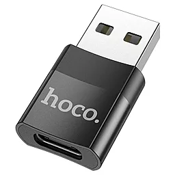 Адаптер-перехідник Hoco UA17 M-F 2.0 USB-A -> USB Type-C Black