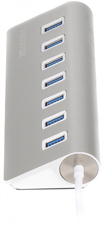 Концентратор (USB хаб) Maxxter 7хUSB 3.0 Silver (HU3A-7P-01) / изоборажение №1