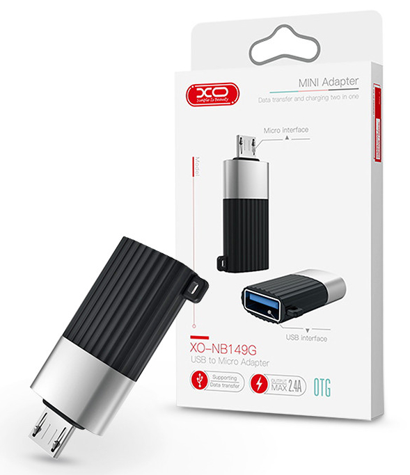 OTG-переходник XO NB149G USB to micro USB Black / изоборажение №1