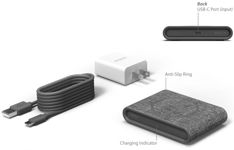 Беспроводное (индукционное) зарядное устройство iOttie iON Wireless Fast Charging Pad Mini Grey (CHWRIO103GR) / изоборажение №8